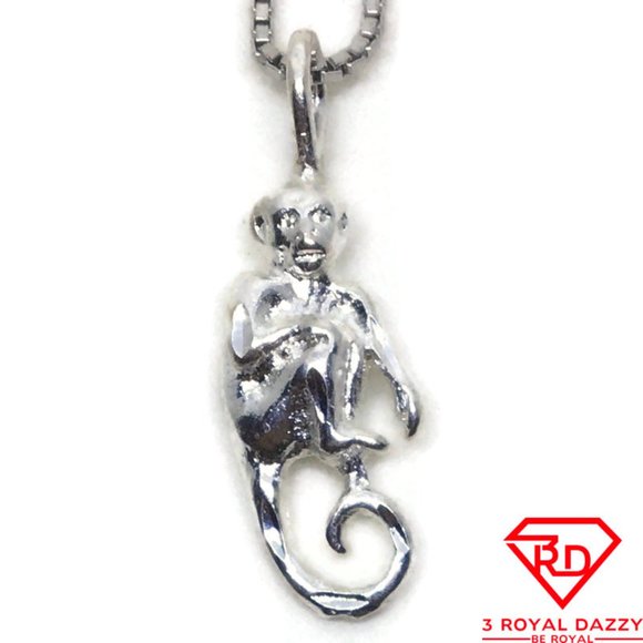 3 Royal Dazzy Jewelry - Monkey Zodiac 3D Pendant 925 Sterling Silver